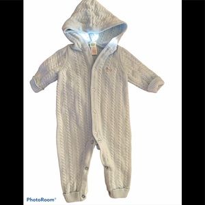 Little Me Hooded Cable Knit Romper